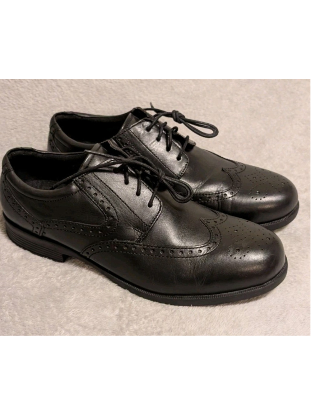 Thom Mcan Wingtip Brogue Black Leather Lace-Up Oxfords Mens Size 12M B241